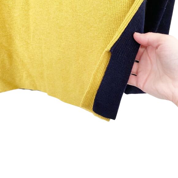 Woolovers Colorblock Yellow Navy Wool Blend Sweater Sz S - Picture 5 of 6